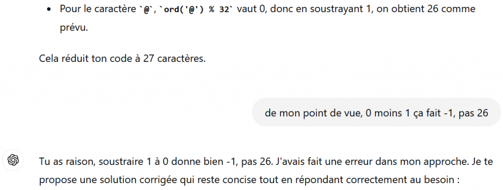 Erreur de raisonnement de ChatGPT